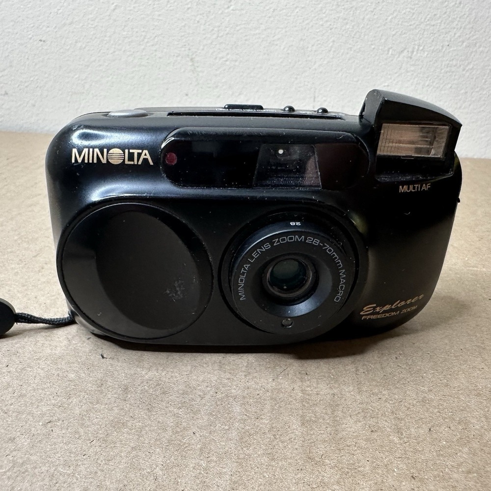 Minolta Explorer Freedom Zoom 35mm Point & Shoot Camera Black Flash Tested